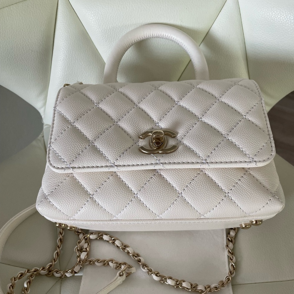 Chanel Coco Handle Extra Mini Bag White Caviar Leather LGHW. - Picture 3 of 14